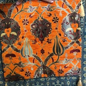 Orange floral Turkish kilim pillowcase